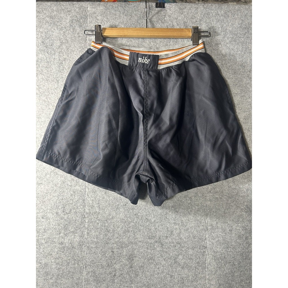 Vintage Nike Heavy Woven Rugby Training Shorts Mens M Black Embroidered Y2K 90s
